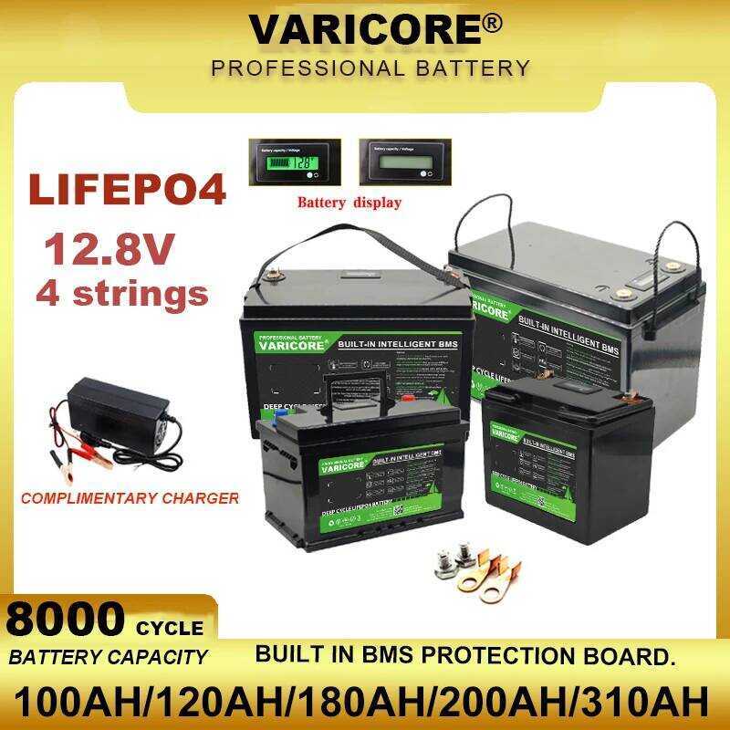 VariCore แบตเตอรี่ 12V 310Ah 200Ah 180ah 120Ah 340Ah LiFePO4 ฟอสเฟตสำหรับ 4S 12.8V RV มอเตอร์ไซค์ รถ