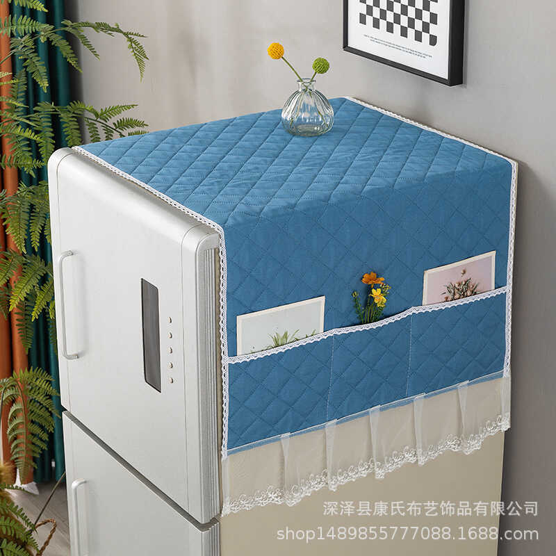 ตู้เย็น.Media.Green.พร้อมฟังก์ชั่นกันฝุ่นและน้ำมัน แบบสองประตู มาพร้อมฝาครอบด้านบนด้วยผ้า