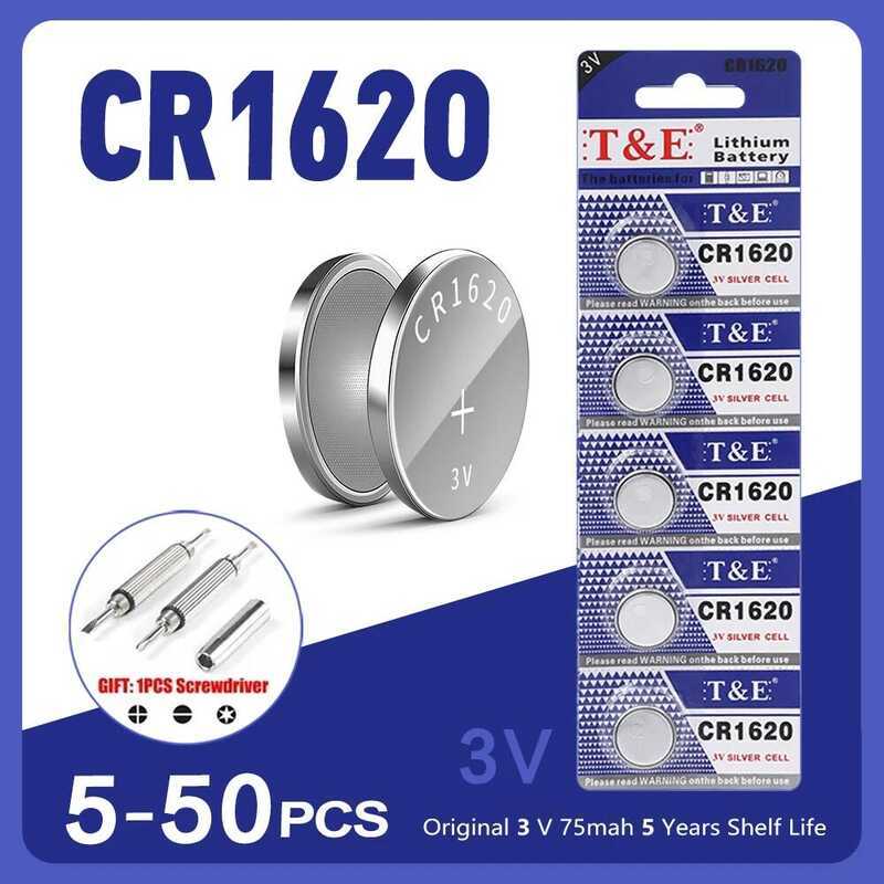 CR1620 แบตเตอรี่ลิเธียมแบบปุ่ม 3V 5PCS-50PCS DL1620 BR1620 ECR1620 5009LC LM1620 CR 1620 KCR1620 30m