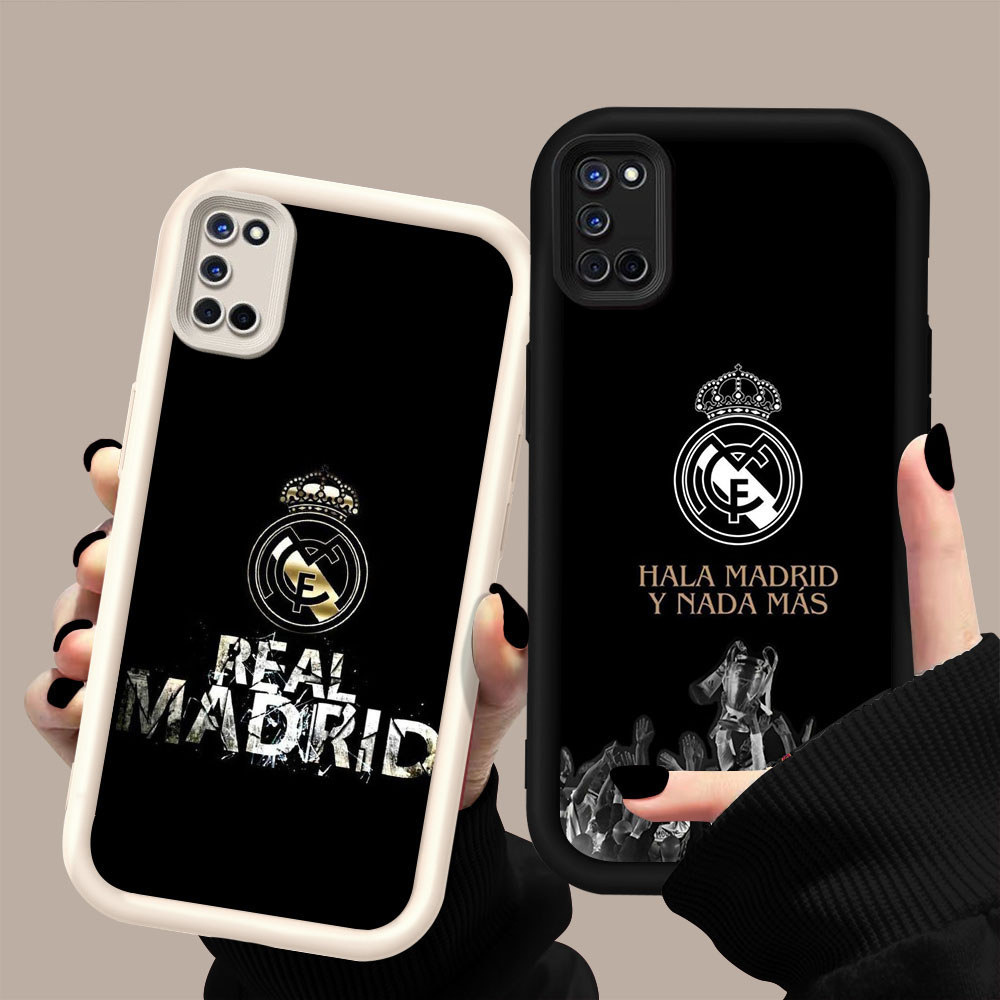 HK-40 Real Madrid โลโก้ปลอกกันกระแทกสําหรับซิลิโคนสีดําและสีขาว OPPO A92 A55 F19 A95 A74 A52 A94 A72