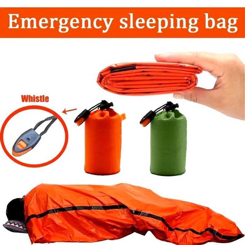 C Portable Outdoor Emergency Sleeping Mylar Thermal Blanket Waterproof & Reusable Portable Camping