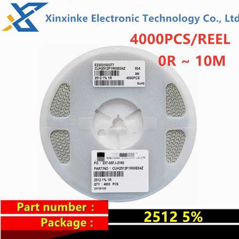 ชิ้น 4000 5% 1W 2512 ตัวต้านทานชิป SMD ~ 10M 1K 2.2K 10K 100K 220K 0R 1R 10R 100R 150R 220R 330R 470