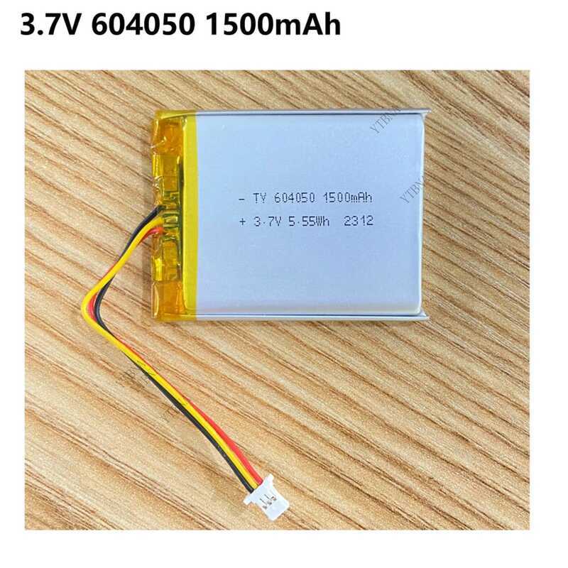 604050 แบตเตอรี่ลิเธียมโพลิเมอร์แบบชาร์จได้ 3.7V 1500mAh พร้อมเทอร์มิสเตอร์ ปลั๊ก 3 ขา สำหรับเครื่อง