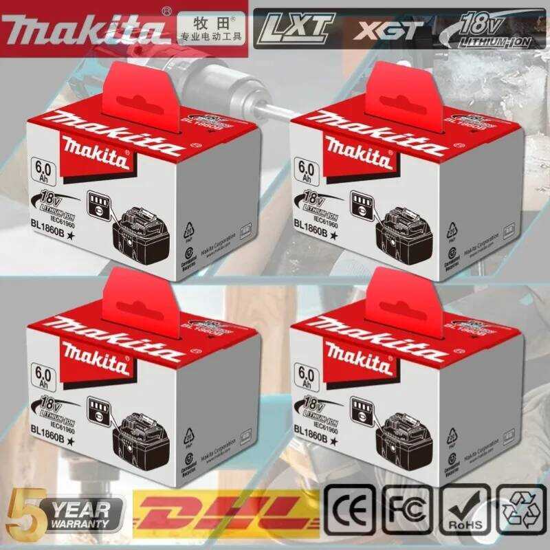 6Ah แบตเตอรี่ลิเธียมแท้ สำหรับแบตเตอรี่ Makita 18V รุ่น BL1815 BL1830B BL1840B BL1850 BL1860 BL1860B
