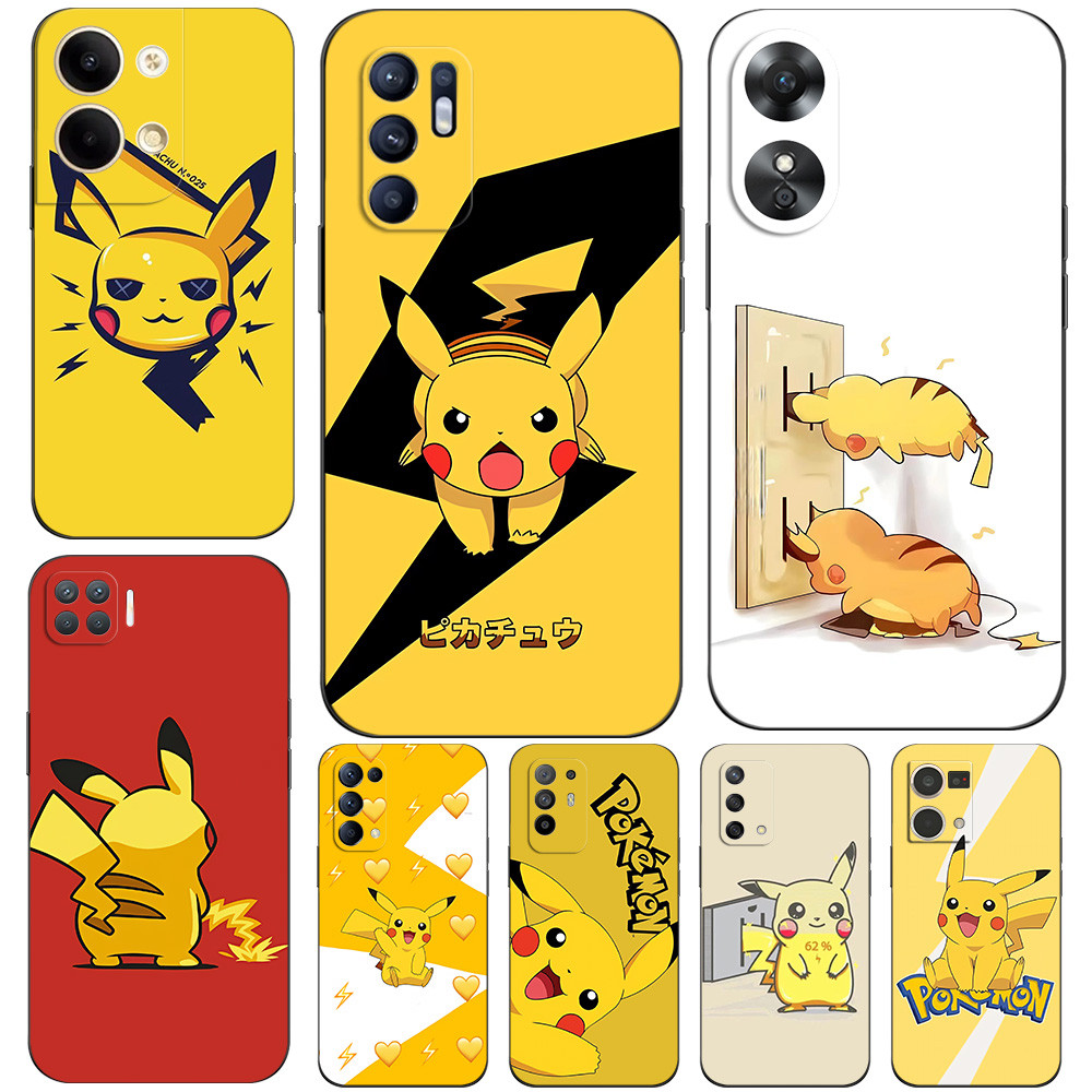 สําหรับOppo F11 A9 A9X 2019 A93S A92S ACE2 5Gฝาครอบโทรศัพท์ซิลิคอนนุ่มสีดําTpuน่ารักPokemon Pikachu