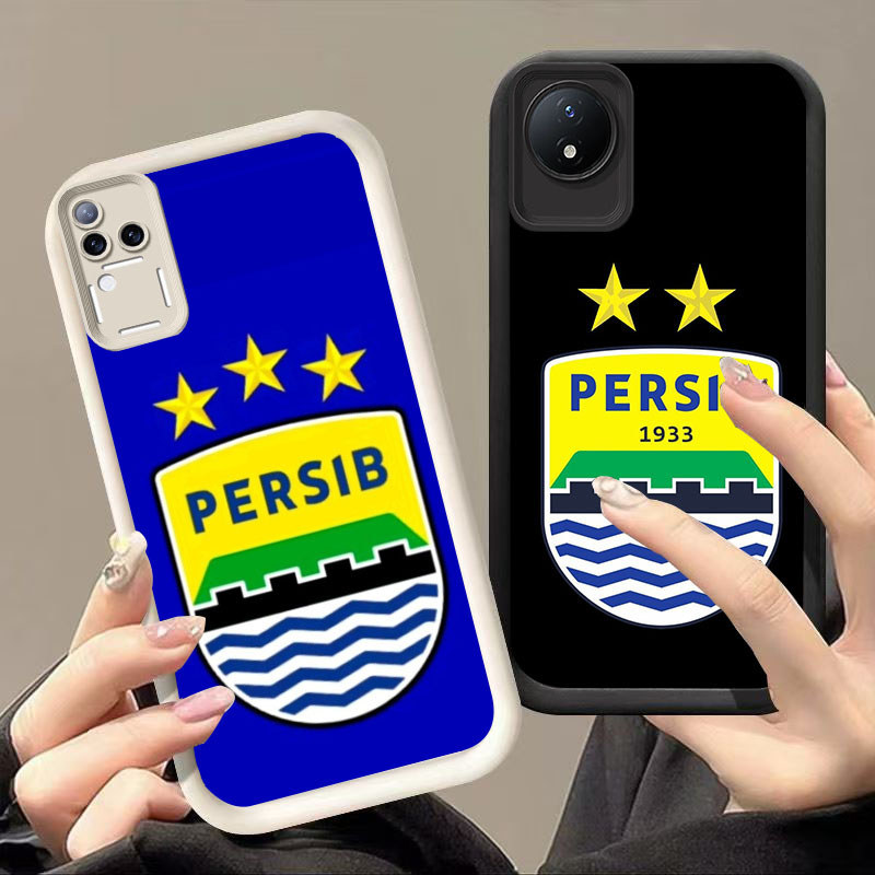 HK-2 AING PERSIB ฟุตบอล Club ปลอกกันกระแทกสําหรับซิลิโคนสีดําและสีขาว VIVO V30 Y02a V30E V50 Y02 T4 