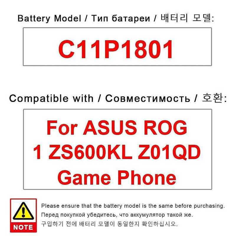 4000mAh Mobile Phone Battery For Asus Rog 1 ZS600KL Z01QD Game Phone C11P1801 High-Capacity