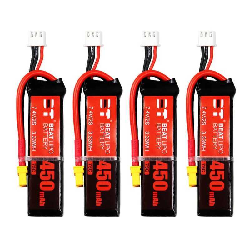 LiPo แบตเตอรี่ BEAT 2S 450mAh 75C 7.4V XT30 1PC/2PCS/4PCS/6PCS สำหรับเฮลิคอปเตอร์ RC ควอดคอปเตอร์ โด