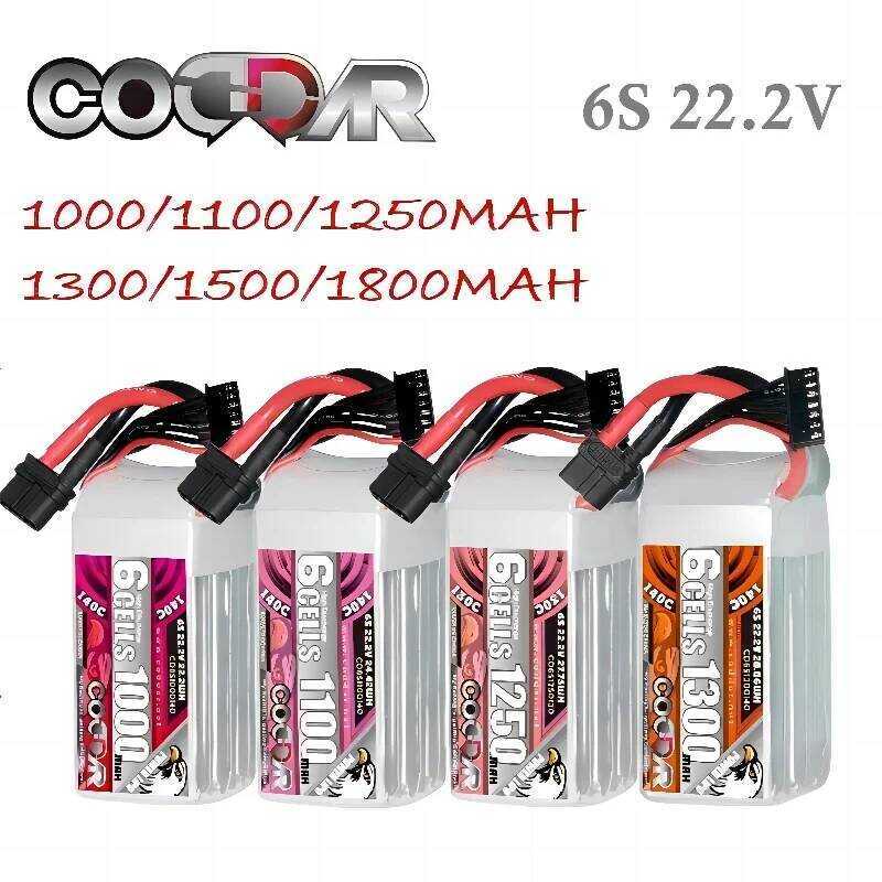 CODDAR แบตเตอรี่ 6S 22.2v Lipo 1000mah 1100mah 1250mah 1300mah 1500mah 1800mah 110C 120C 130C 140C ส