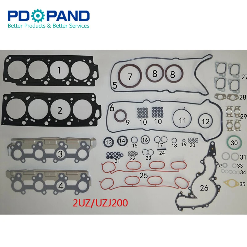 2UZ-FE Engine Overhaul Rebuilding Gasket Kit ForToyota UZJ200 4.7L