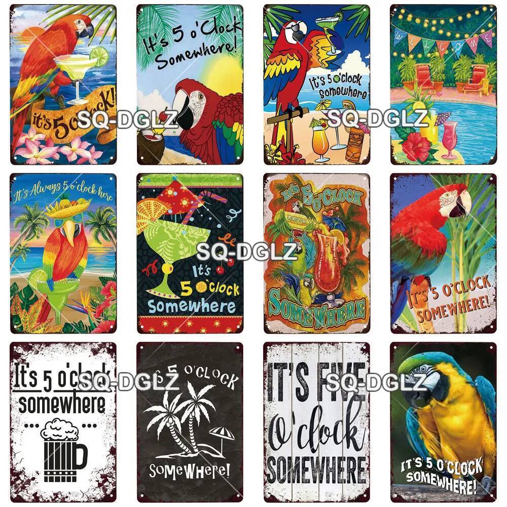 [SQ-DGLZ] Its 5 นาฬิกา Somewhere ค็อกเทลป้ายโลหะ Vintage Plaque ป้ายดีบุกแผ่น Wall Decor สําหรับ Bar