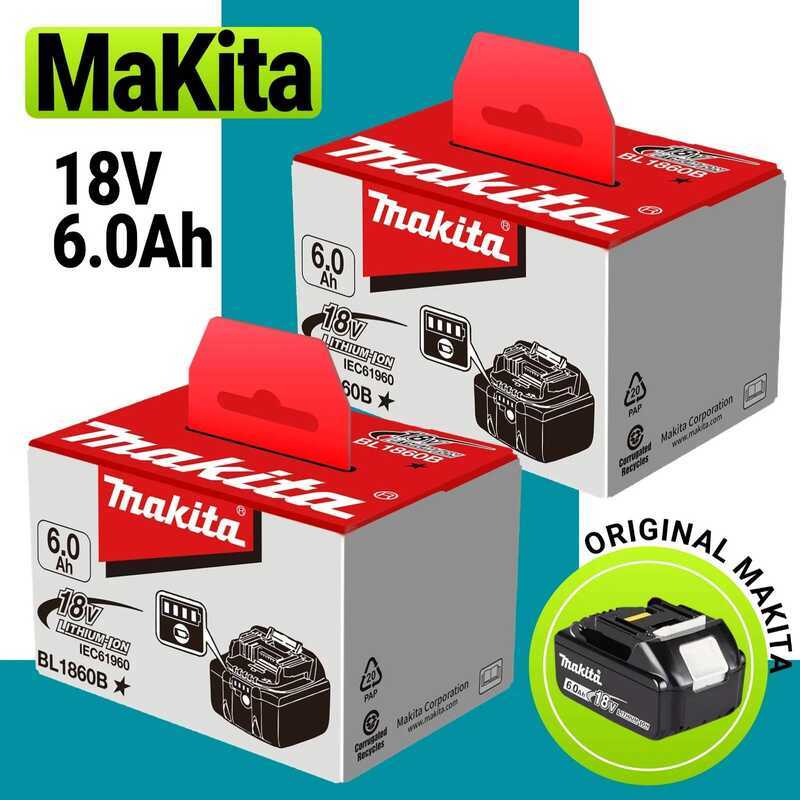 100% แบตเตอรี่แท้ 18V 6.0Ah สำหรับเครื่องมือไฟฟ้า Makita BL1830， BL1830B， BL1840 ，BL1840B ，BL1850 BL