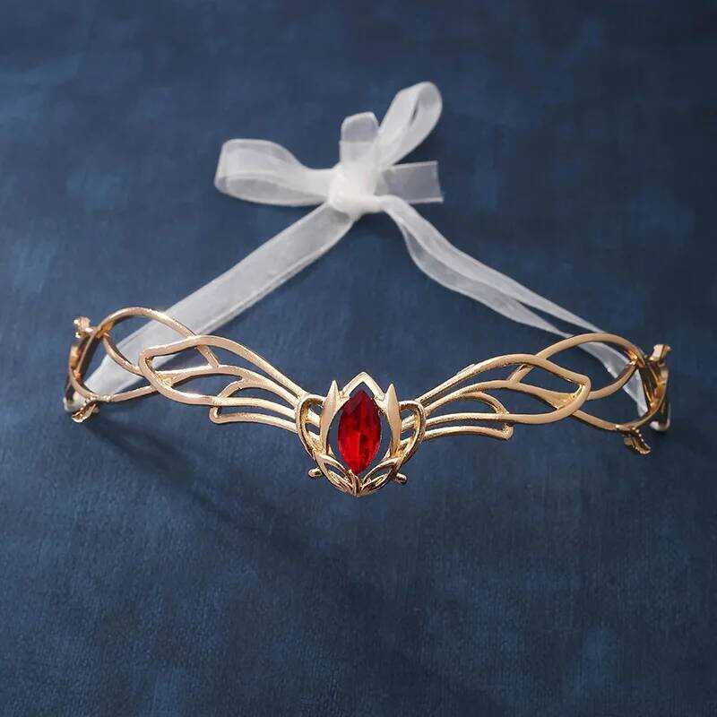 KMVEXO มงกุฎคอสเพลย์เทพธิดา มงกุฎหน้าผาก Tia สำหรับผู้หญิงและผู้ชาย ริบบิ้นวินเทจ ที่คาดผม อุปกรณ์เส