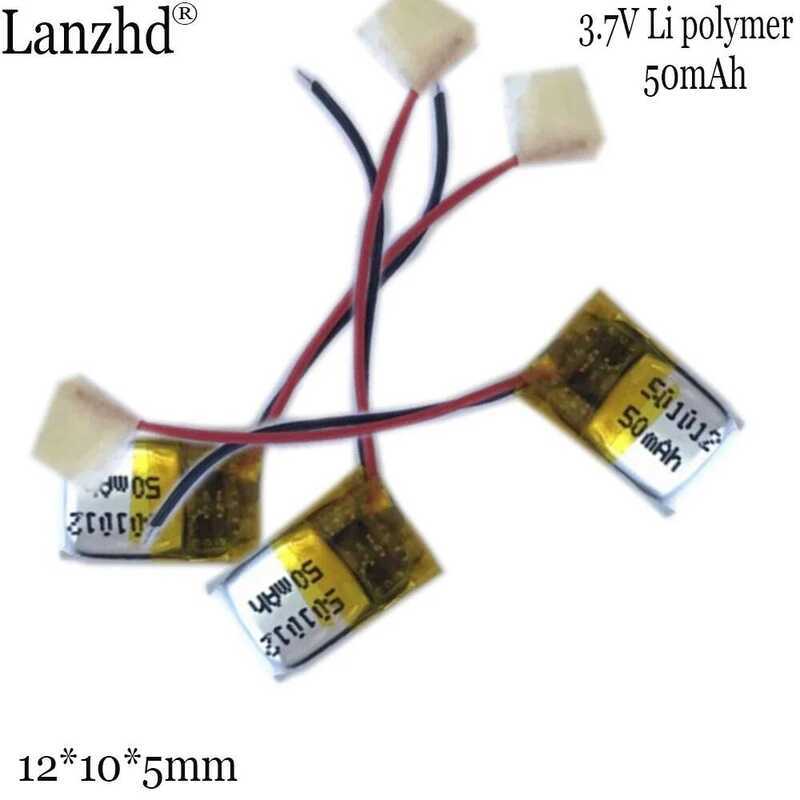 แบตเตอรี่ลิเธียมโพลิเมอร์แบบชาร์จได้ 501012 50mAh 3.7V สำหรับหูฟังบลูทูธ TWS i7s i8 i12 นาฬิกาอัจฉริ