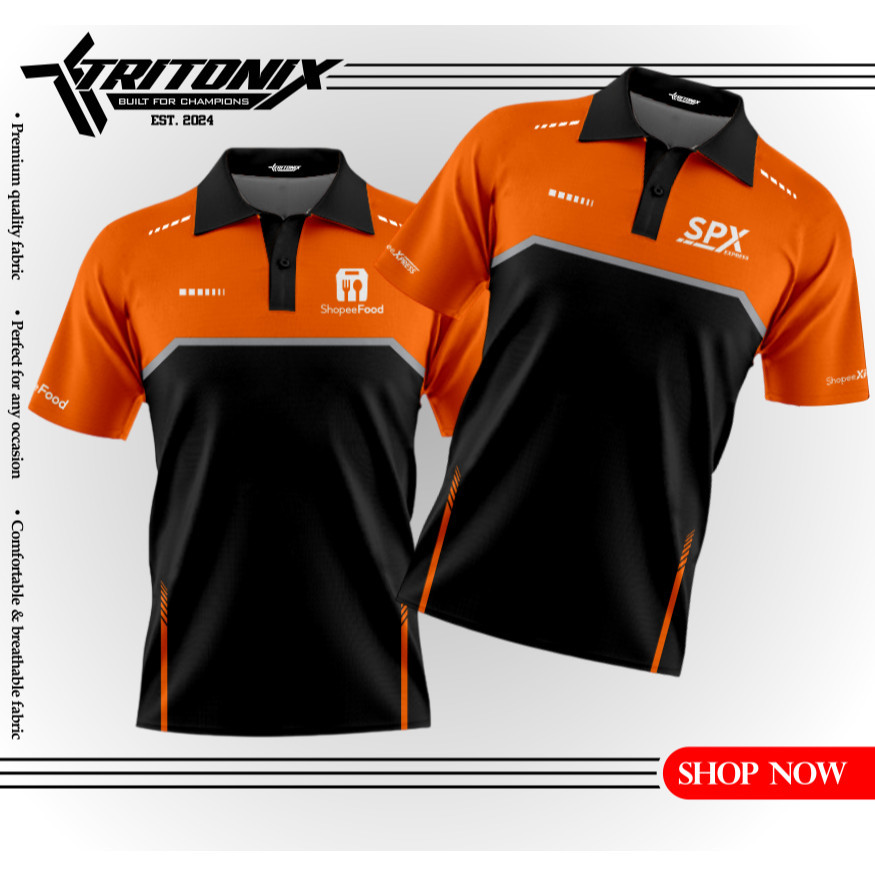 เสื้อกลมพรีเมียมพิมพ์เต็มตัว สไตล์เชฟ สำหรับใช้งาน Shopeefood