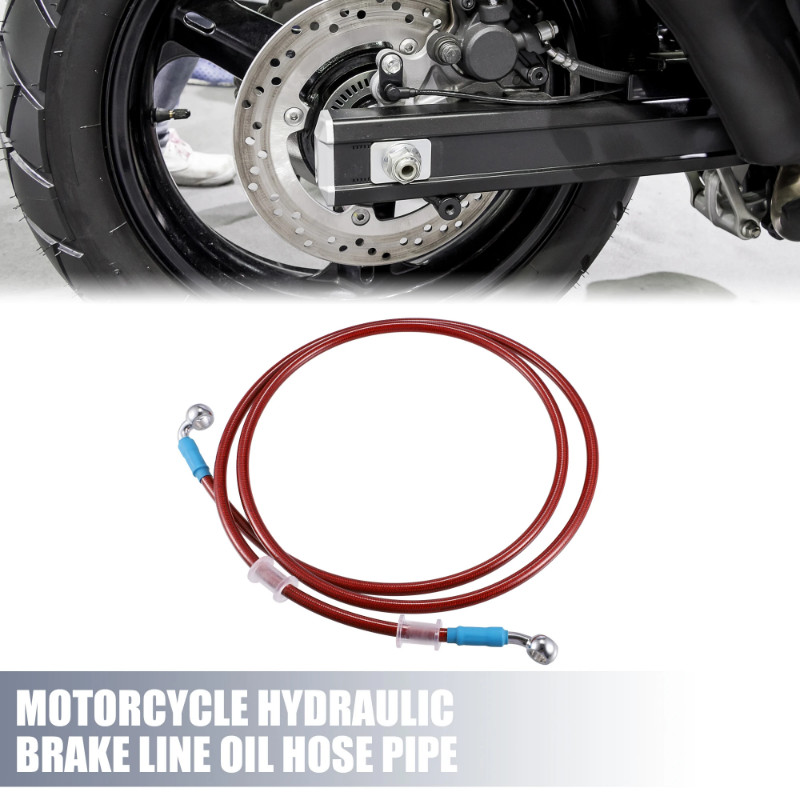 Motoforti Red 80cm-220cm AN3 M10 Car Hydraulic Brake Line Oil Hose Pipe Fitting 28° 90° Stainless S