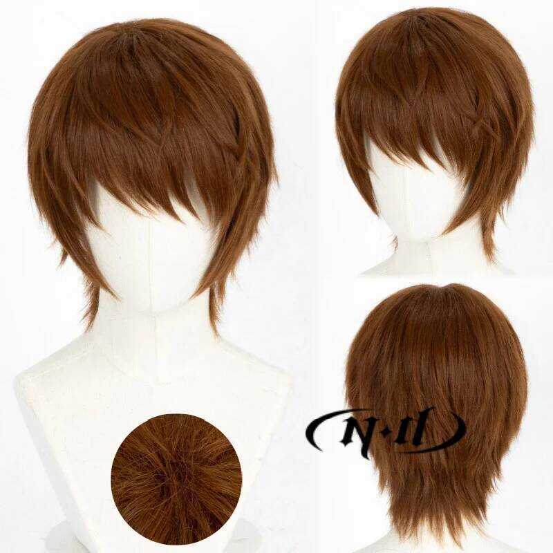C ND Light Yagami Cosplay Wig Anime Death Note Cosplay Light-Brown For Halloween Theme Costume High