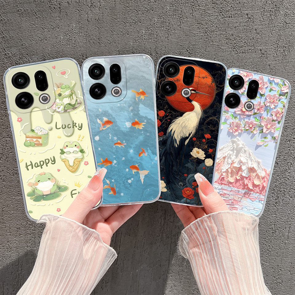 สําหรับ OPPO ค้นหา X9 X9 Pro X8 X8 Pro ดอกไม้ที่สวยงาม Moon Fall ป้องกันซิลิโคนกันกระแทกโปร่งใสเคสโทรศัพท์สําหรับ OPPO ค้นหา X8 Pro FindX9Pro Capa กันชน