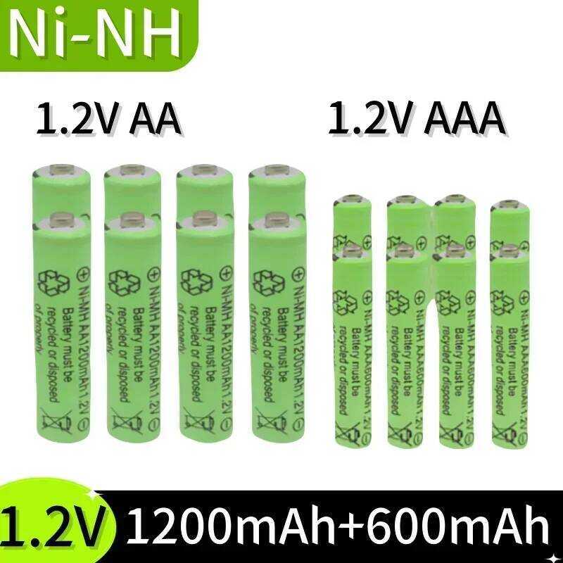 ของแท้ 100% 1.2V AA1200mAh+1.2V AAA600mAh แบตเตอรี่ Ni-MH ชาร์จใหม่ได้คุณภาพสูง เหมาะสำหรับนาฬิกา เม
