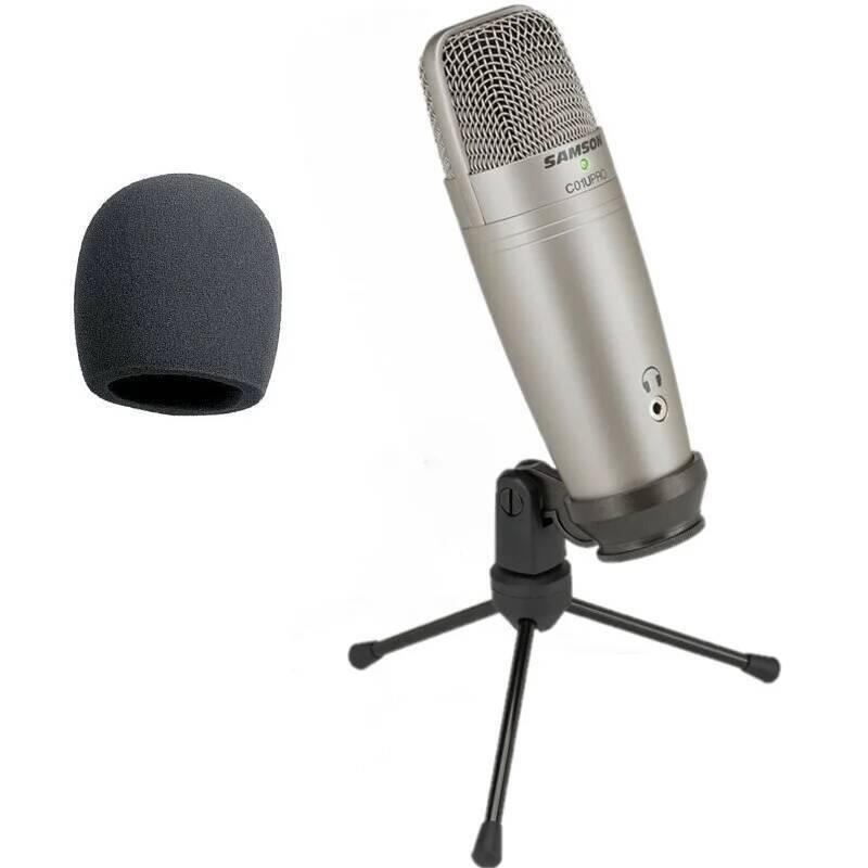 Samson C01U Pro USB Studio Condenser Microphone พร้อมการตรวจสอบแบบเรียลไทม์ไมโครโฟนคอนเดนเซอร์ไดอะแฟ