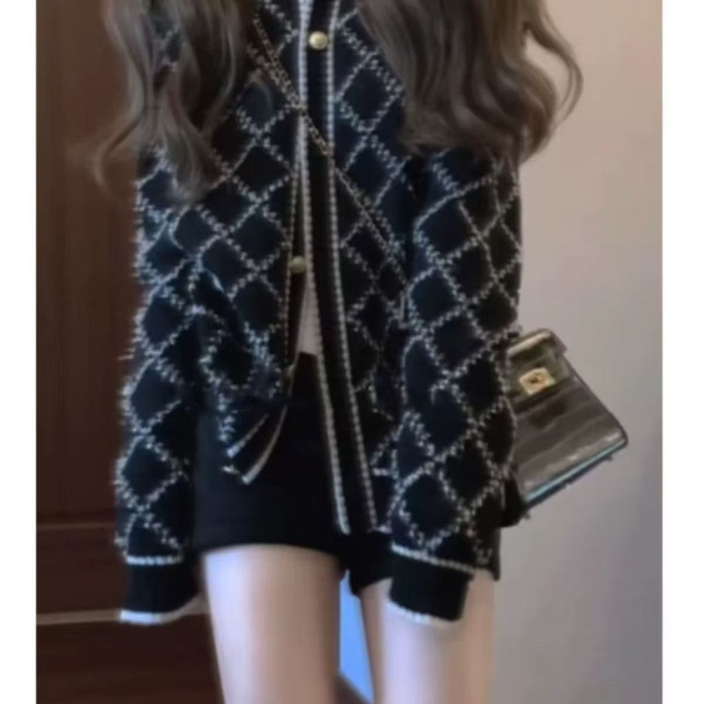 เสื้อคาร์ดิแกนแขนยาวลายเพชร สไตล์ไฮเอนด์ สำหรับฤดูกาลเย็น - รูปที่ 4