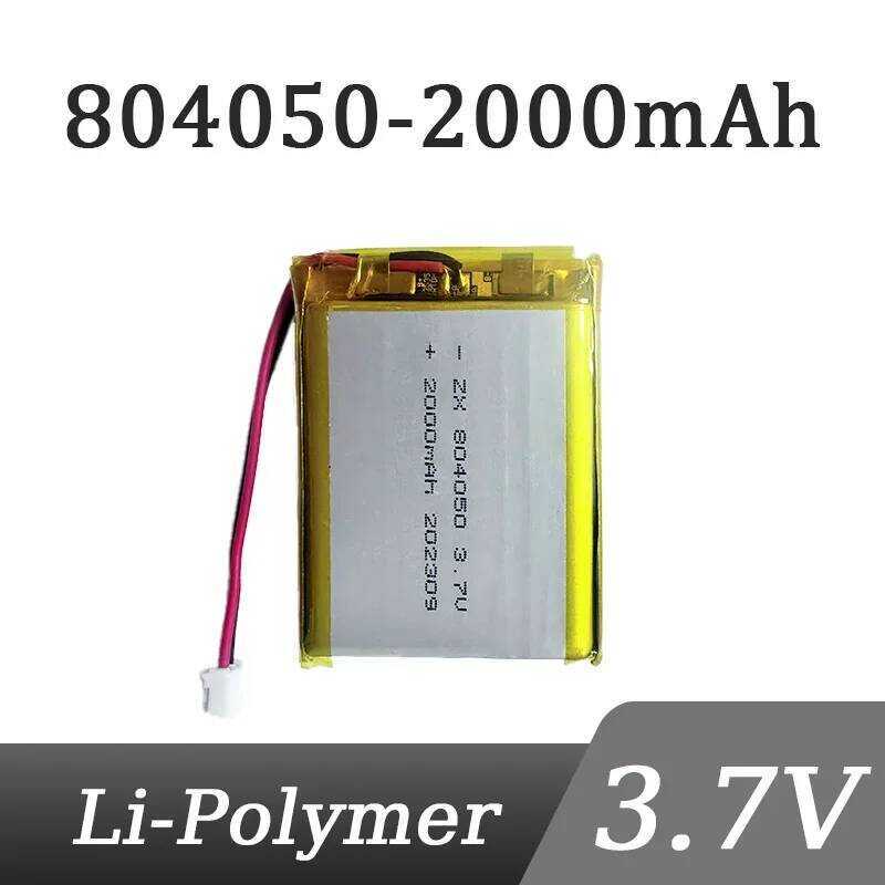 804050 แบตเตอรี่ลิเธียมไอออนโพลีเมอร์ 3.7V 2000mAh พร้อมปลั๊ก PH2.0 2P สำหรับเครื่องบินจำลอง GPS Mp3