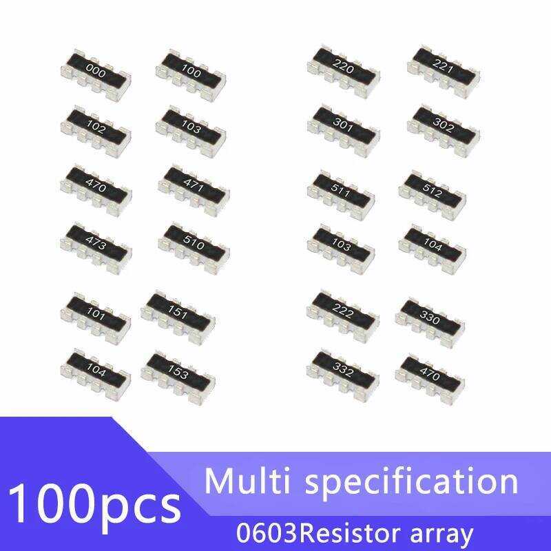ชิ้น 100 0603*4 8P4R 2*4P ตัวต้านทานเครือข่าย SMD แบบอาร์เรย์ 8R2 8.2 82 820 R 8.2K 82K 820K โอห์ม 8