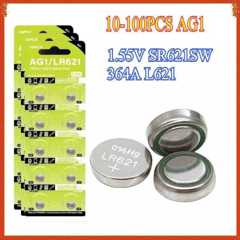 ชิ้น 10-100 AG1 LR621 364 แบตเตอรี่เซลล์กระดุมอัลคาไลน์ 1.55V SR621SW 364A L621 สำหรับนาฬิกาและของเล