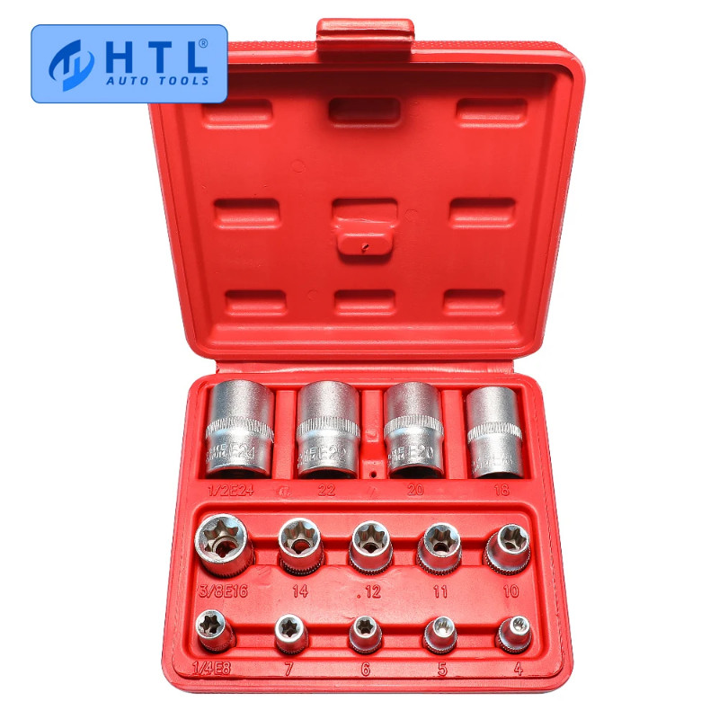14Pcs E Type Torx Star Female Bit Socket Set Wrench Sockets E4-E24 for Home DIY Metalworking Auto R