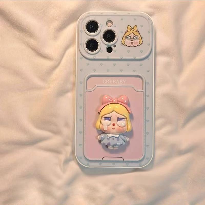 3D Crying Baby card Holderเคสโทรศัพท์สําหรับOPPO Reno 13F 13 5G 12F 8 7 6 โปร่งใสกันกระแทกปกอ่อน