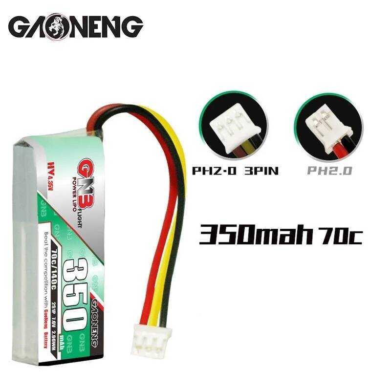 Gaoneng 1-10PCS GNB 350mah 2S 7.6V 70C/140C HV แบตเตอรี่ลิโพ PH2.0/3PIN สำหรับ Emax Tinyhawk S สี่แก