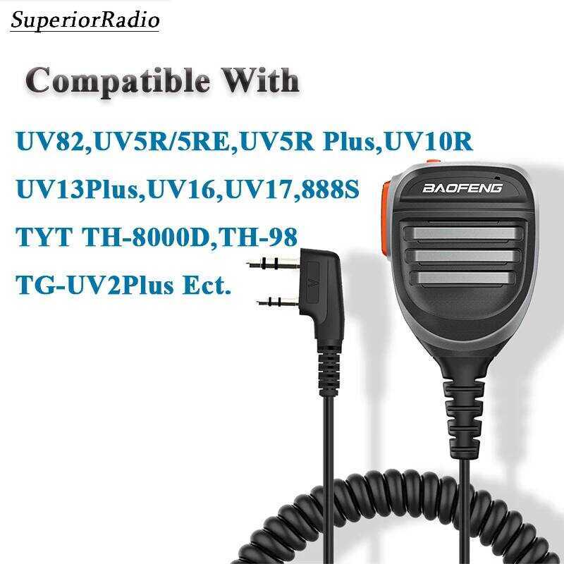 ▥ 2Pcs  Walkie Talkie ลําโพงไมโครโฟนกันน้ํา PTT ไมโครโฟนสําหรับ Uv-5Rh Dm-1701 Uv-17 Uv-