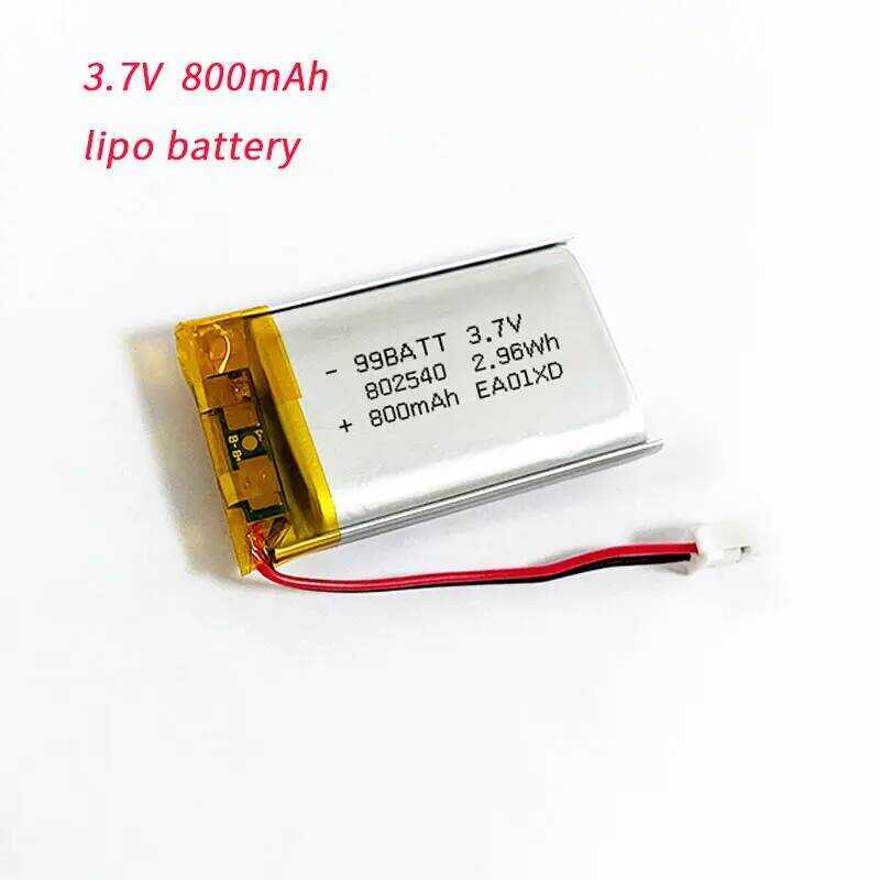 800mAh แบตเตอรี่ลิเธียมโพลิเมอร์แบบชาร์จได้ 802540 082540 3.7V สำหรับเครื่องโกนหนวด เครื่องปั๊มนม ไฟ