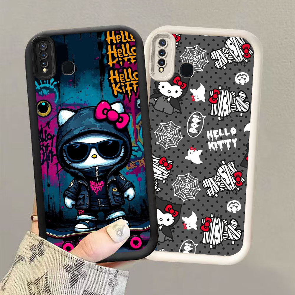 HK-26 ฮาโลวีน Hello Kitty ปลอกกันกระแทกสําหรับซิลิโคนสีดําและสีขาว VIVO Y15 Y19 Y30 Y17 Z1 V15 Y12 Y