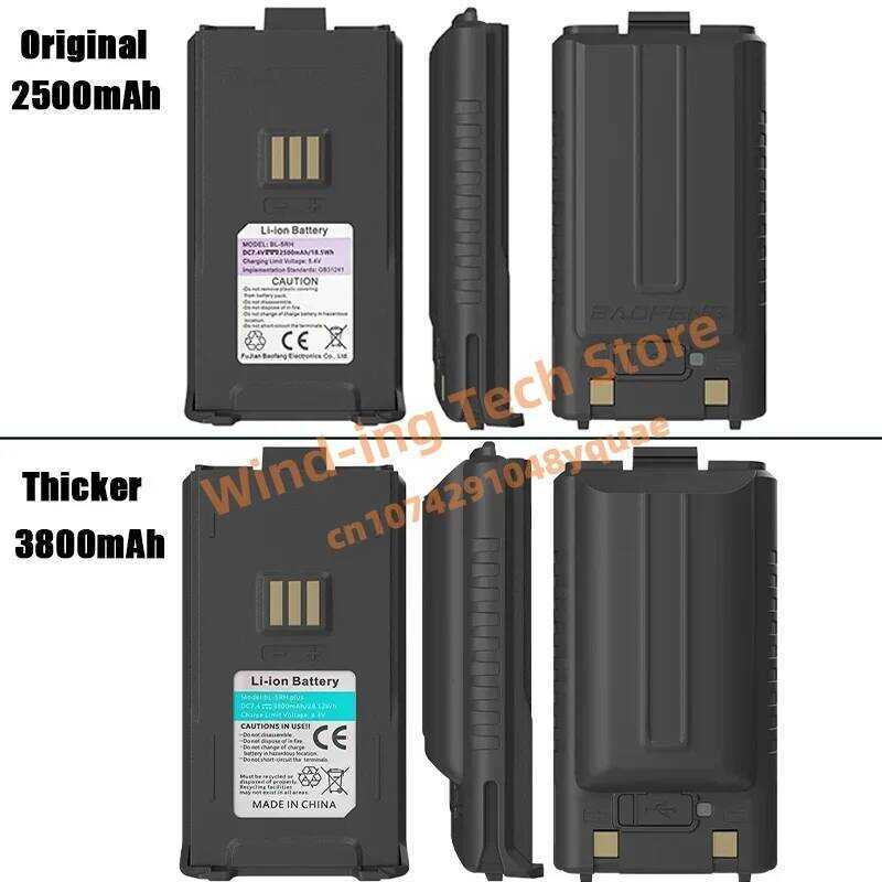 ▥  Bf-K5 Pro Max Li-Ion แบตเตอรี่หนา 2500Mah 3800Mah Type-C สําหรับ Uv-5Rm Uv-5Rh Walkli