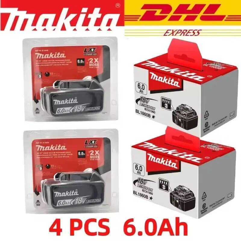 100% แบตเตอรี่แท้ 18V 6Ah สำหรับเครื่องมือไฟฟ้ารุ่น Makita BL1830 BL1830B BL1840 BL1840B BL1850 BL18