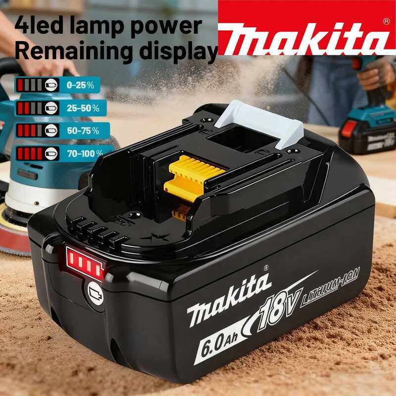 100% แบตเตอรี่ลิเธียมแท้ 18V 6Ah สำหรับ Makita BL1840 BL1830B BL1850B BL1850 BL1860 BL1815 100%