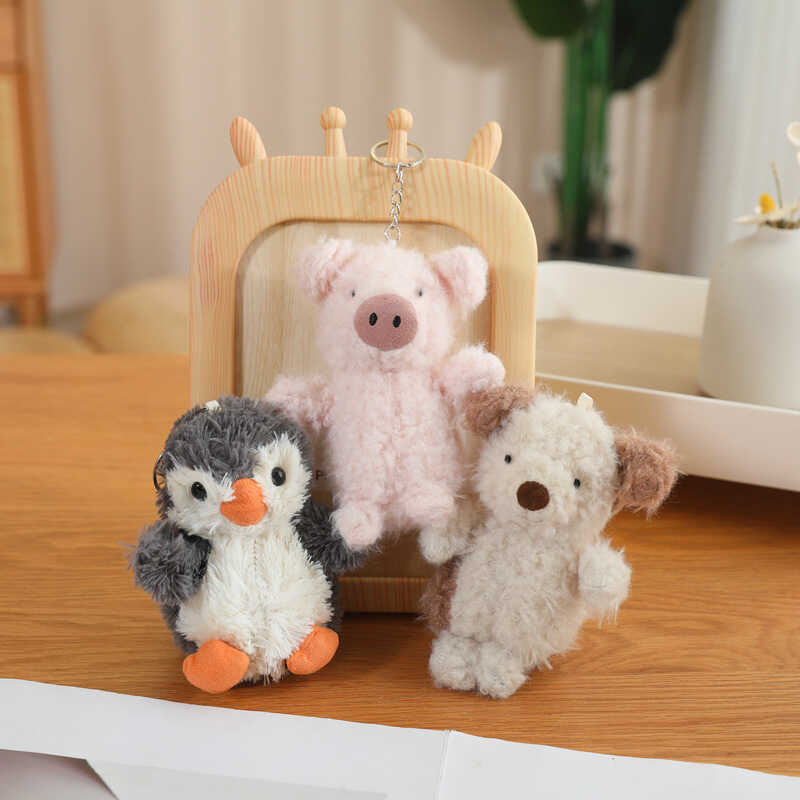 C Internet Celebrity Cute Curly Penguin Piglet Pendant Plush Toy Doll Bag Pendant Keychain Doll Wed