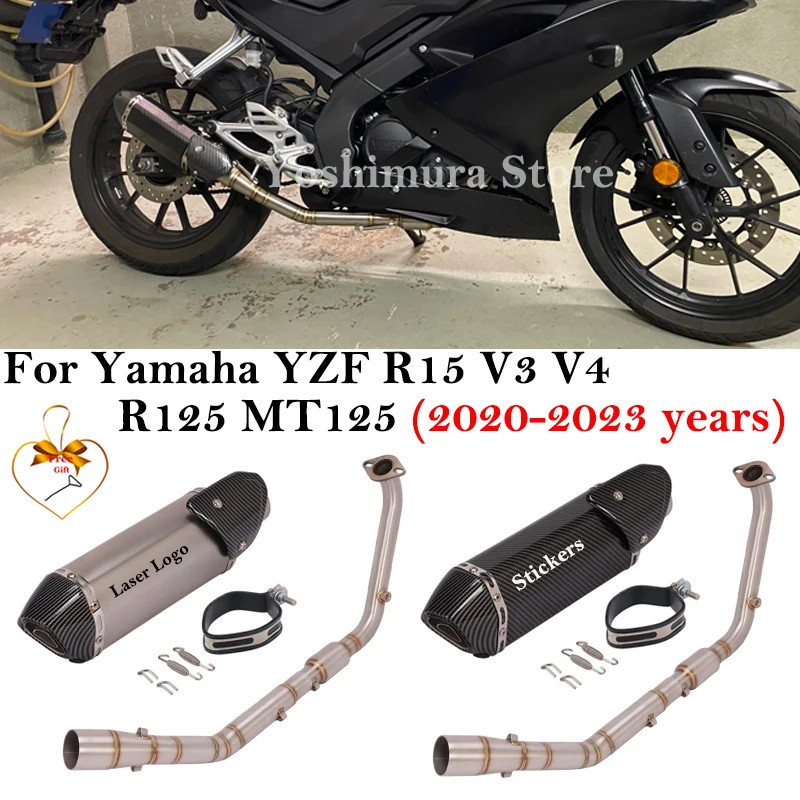 Full Systems For Yamaha YZF R15 V3 V4 R125 MT125 2020 - 2023 Motorcycle Exhaust Escape Modified Fro