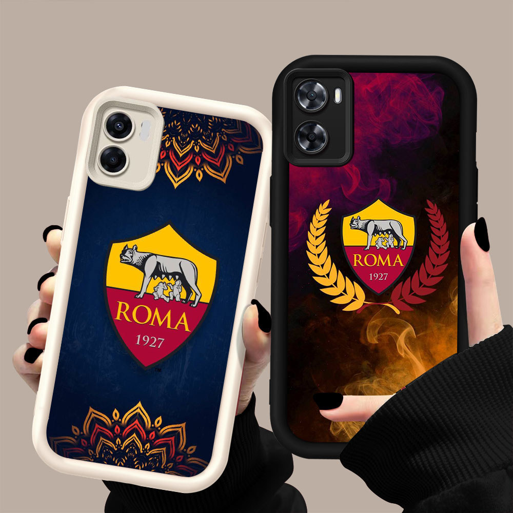 HK-23 FC Roma ปลอกกันกระแทกสําหรับซิลิโคนสีดําและสีขาว OPPO Realme A76 A77s 9i C33 A96