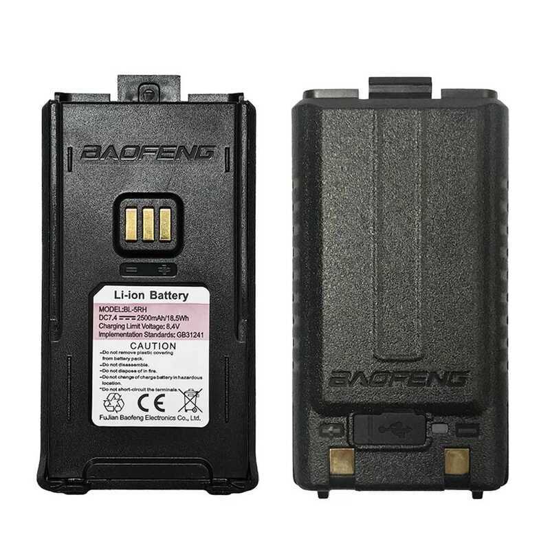 ▥  Original Walkie Talkie แบตเตอรี่ 2500Mah Bl-5Rh Type-C ชาร์จแบตเตอรี่สําหรับ 5Rh PRO