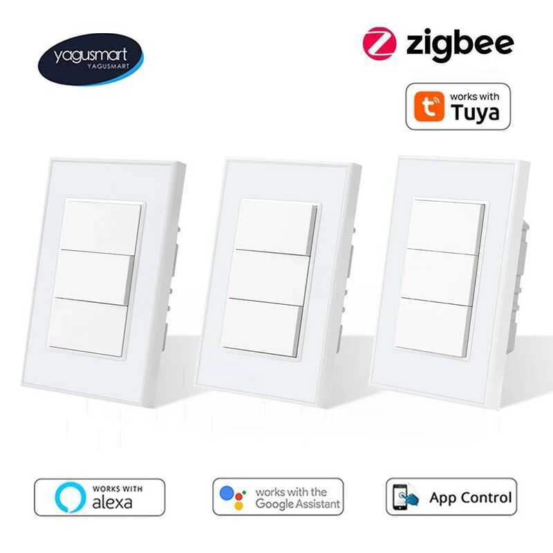 Zemismart ปุ่มกดติดผนัง 1 2 3 6 Gang Zigbee Light 4x4 4x2 ทำงานร่วมกับแอป Tuya Smart Life, Alexa และ