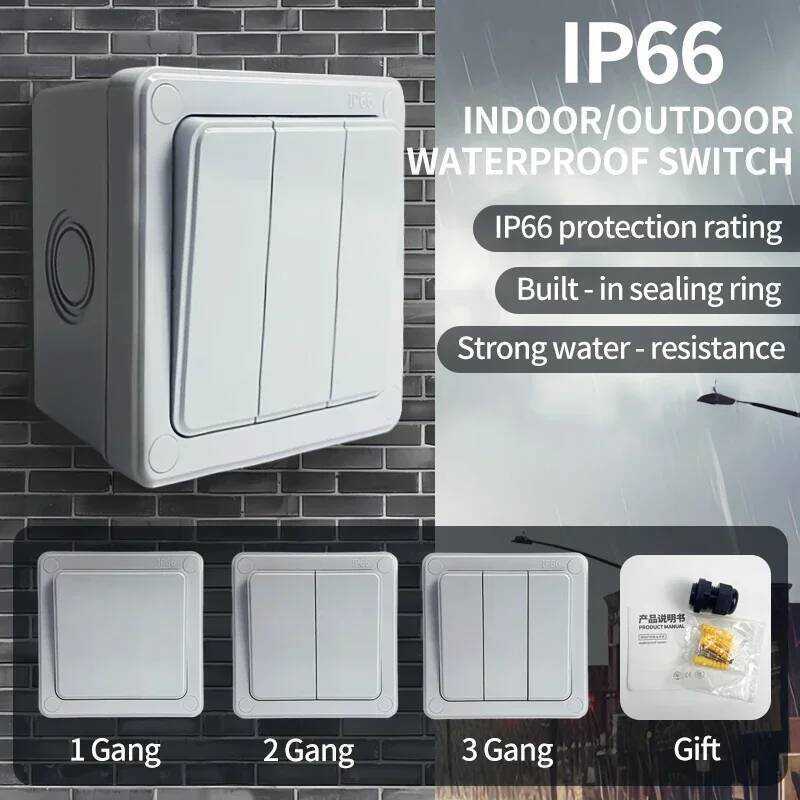 IP66 ปุ่มกดกันน้ำ สำหรับผนังภายนอก - ปุ่มกดกันน้ำ 1/2/3 ช่อง 16A สำหรับบ้านและสวน -