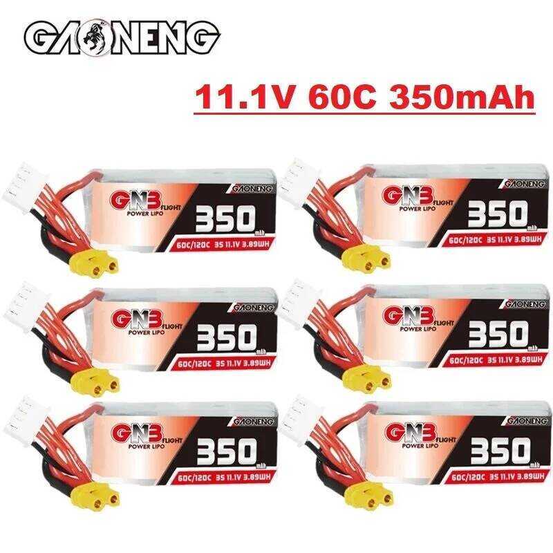 GAONENG แบตเตอรี่ GNB 3S 350MAH 60C/120C LiPo สำหรับเฮลิคอปเตอร์แข่ง FPV RC ควอดคอปเตอร์โดรน 11.1V พ