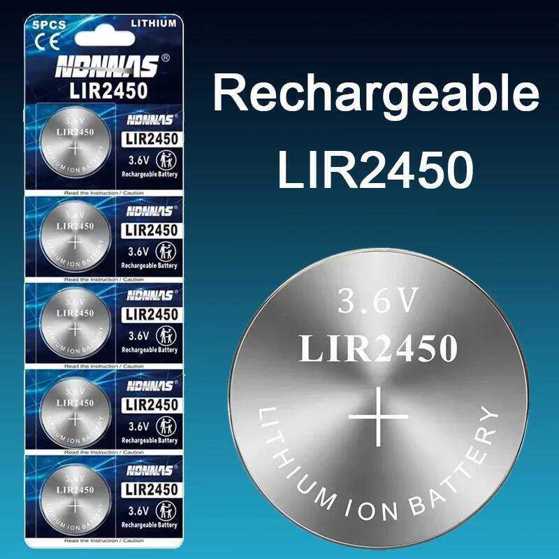 แพ็ค 5-50 2450 แบตเตอรี่ 3.6V แบตเตอรี่ลิเธียมแบบชาร์จซ้ำได้ LIR2450 ที่มีอายุการใช้งานยาวนานแทน CR2