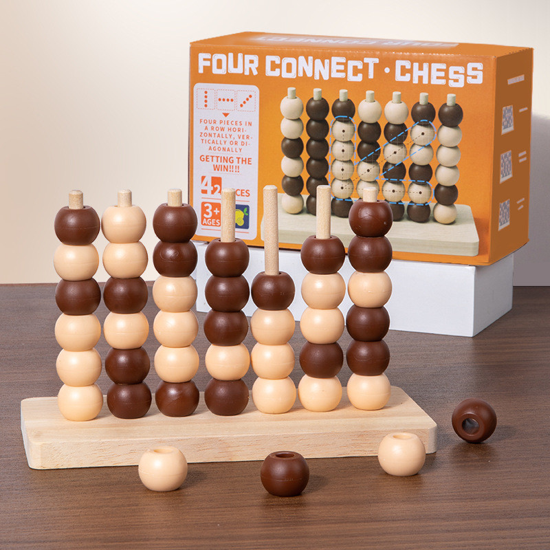 3d Connect Wooden Four Educational and Brainboosting Toy สําหรับและวัยรุ่นเด็ก
