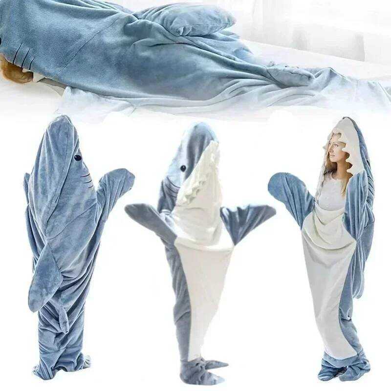 C Cartoon Shark Pajamas Adult Homewear Couple Pink And Blue Soft Cozy Fabric Mermaid Pajamas Gift C