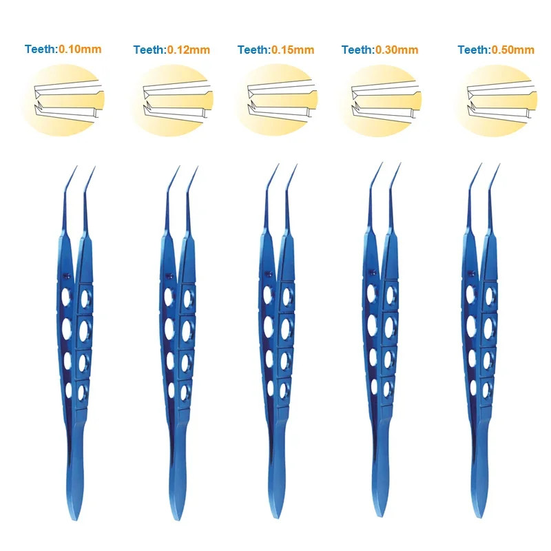 Titanium Alloy Eyelid Tool Kelman Mcpherson Toothed Forceps Tweezers with Platform Ophthalmic Instr