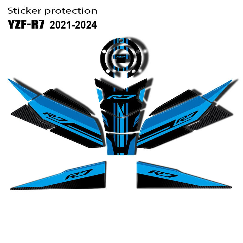 YZF R 7 2024 Motorcycle Tank Side Pad Sticker 3D Resin Waterproof Anti-scratch Protector for YZF-R7