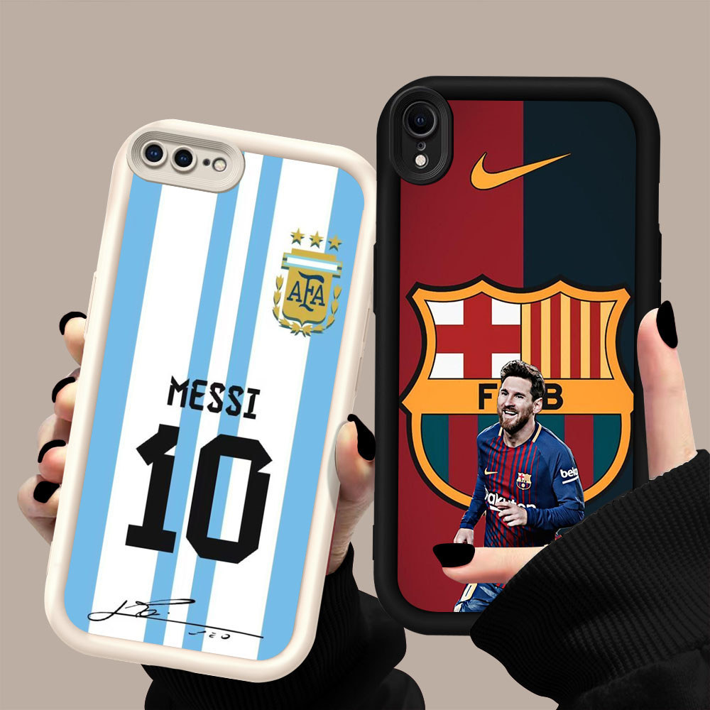 HK-58 Football star Messi ปลอกกันกระแทกสําหรับซิลิโคนสีดําและสีขาว iPhone 8 X XR 7 XS 6 Max Plus